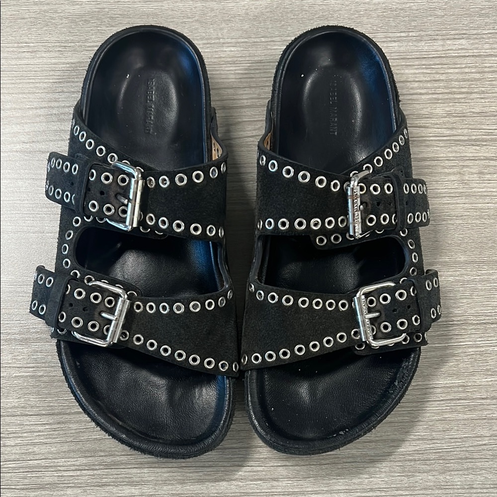 Black Studded Slide Sandals